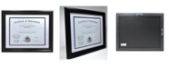 Lawrence Frames Dual Use Black 11" x 14" Certificate Picture Frame with Double Bevel Cut Matting For Document - 8.5" x 11"